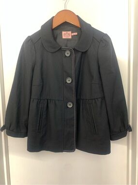 Juicy Couture Black Rounded Collar Button Coat